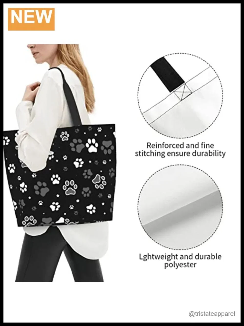 Large Capacity Polyester Tote Bag Reusable Grocery Shopping Beach Travel
